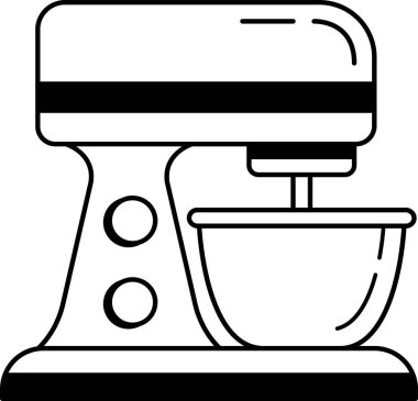 Gıda karıştırıcısının siyah beyaz simgesi