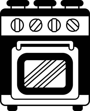 bir sobanın siyah ve beyaz düz simgesi 