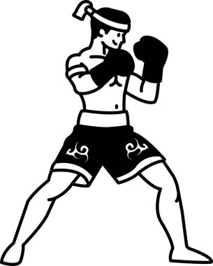 Muay Thai boks bekçisinin siyah beyaz simgesi