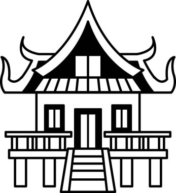 Geleneksel Tayland evlerinin siyah beyaz simgesi