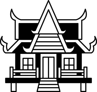 Geleneksel Tayland evlerinin siyah beyaz simgesi