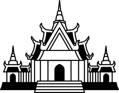 Tayland tapınağının siyah beyaz simgesi