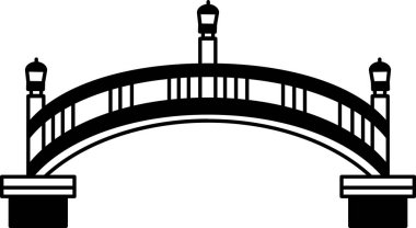 Geleneksel Japon köprüsünün siyah beyaz simgesi