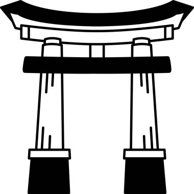 Japon Torii Kapısı 'nın siyah ve beyaz çizim simgesi