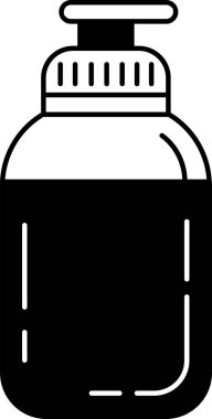 Bir şişe güneş kreminin siyah beyaz çizimi 