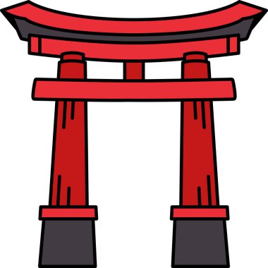 Japon Torii Kapısı 'nın siyah beyaz simgesi
