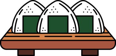 Onigiri Japon pirinç toplarının çizimi 