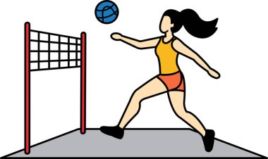 Voleybol oynayan bir kadın.