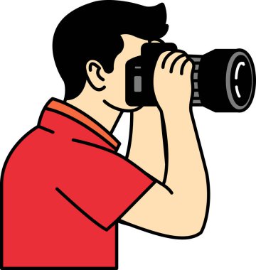 Elinde fotoğraf makinesi olan bir adam.