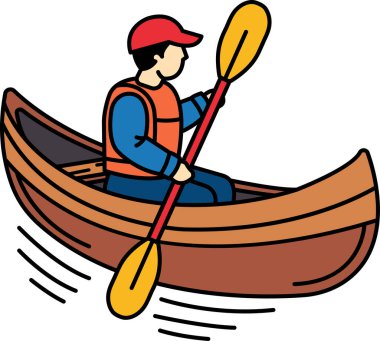 Bir adam kanoda kürek çekiyor.