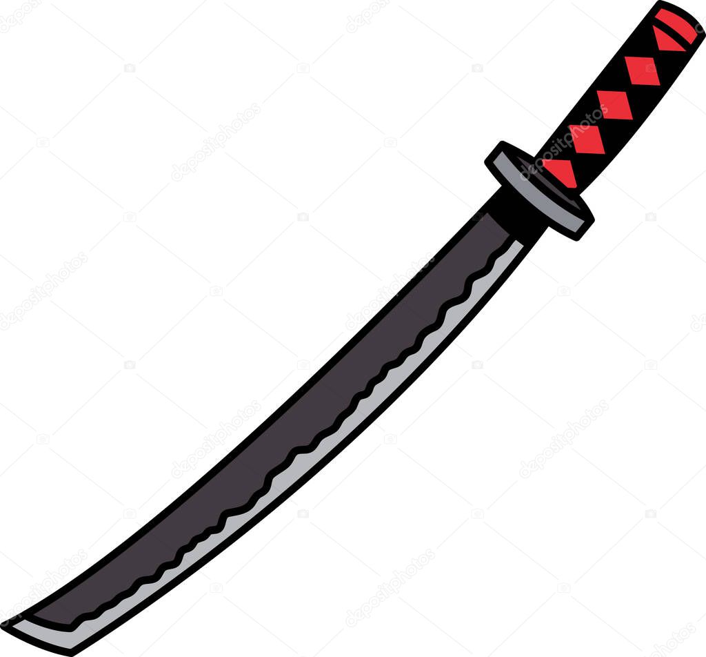 Illustration icon of a japanese katana samurai sword