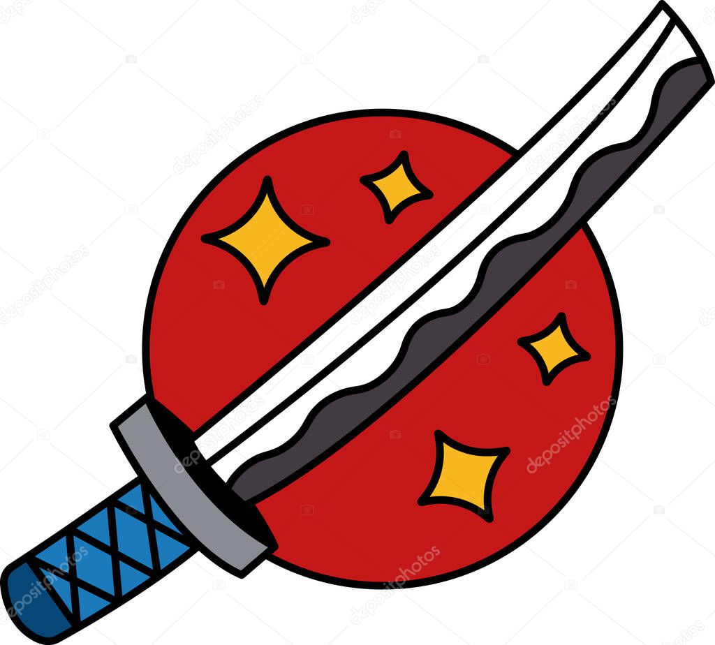 Single icon of a japanese katana samurai sword