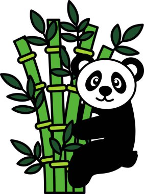 Bambu ağacına tırmanan panda resimlerini ayır