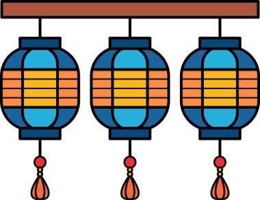 Üç Çin fenerinin resimlerini ayır