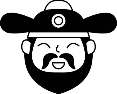 Cai Shen tanrısının siyah beyaz çizimi 