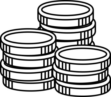 siyah ve beyaz bir yığın altın sikke simgesi