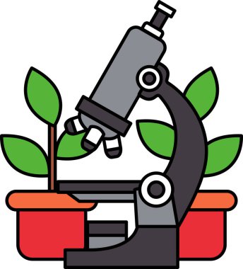 Bir bitkinin yanına yerleştirilmiş mikroskop.