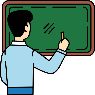 Tahtaya yazı yazan bir adam