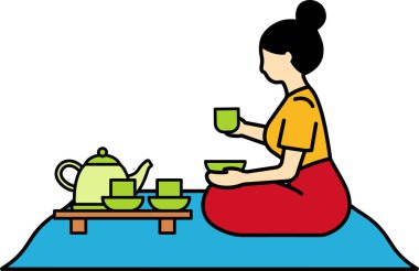 Çay içen bir kadının resmi