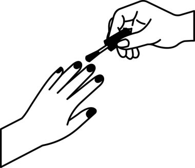 siyah beyaz çizim bir kadının tırnaklarını yaptırması 