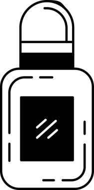 siyah ve beyaz çizimler bir oje şişesi.