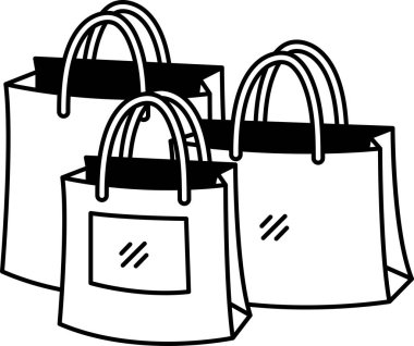 siyah ve beyaz resimli bir alışveriş torbası art arda sergilenir