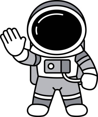 Bir astronotun resmi el sallıyor.