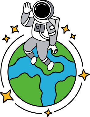 Bir astronot dünyanın üzerinde el sallıyor.