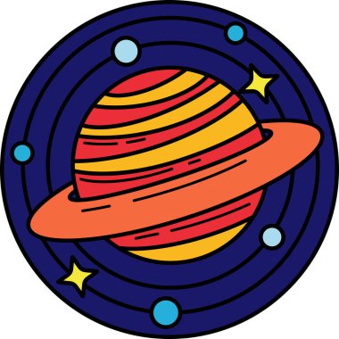 Yıldızlı gökyüzü ile çevrili bir gezegen