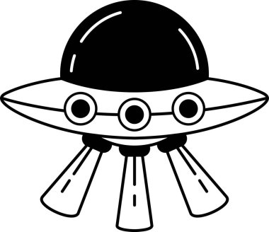 Bir uzay gemisi siyah ve beyaz çizimi