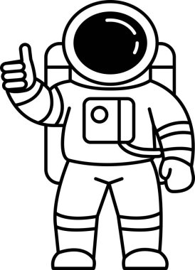 Bir astronotun siyah-beyaz çizimi onay veriyor.