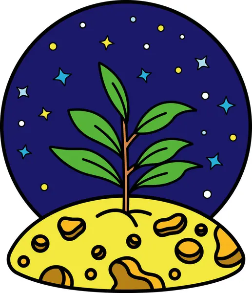 Gezegende yeşil bitki yetişiyor.