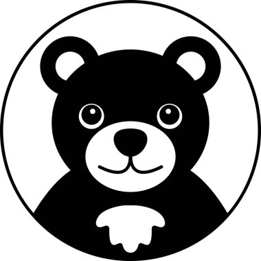 Siyah ve beyaz ayı simge vektörünü ayır