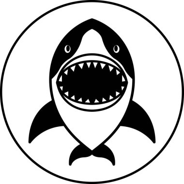 Siyah ve beyaz köpekbalığı ikon vektörünü ayır