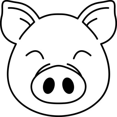 Siyah ve beyaz domuz simgesi vektörünü ayır