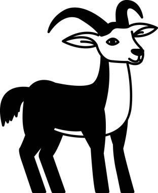 Siyah ve beyaz keçi simgesi vektörünü ayır