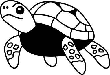 Siyah ve beyaz deniz kaplumbağası ikonu vektörünü ayır