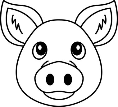 Siyah ve beyaz domuz simgesi vektörünü ayır