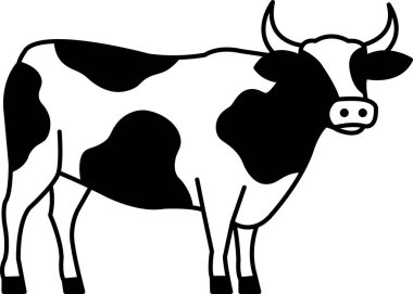 Siyah ve beyaz inek simgesi vektörünü ayır