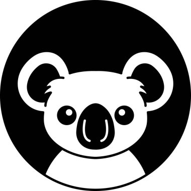 Siyah ve beyaz koala simge vektörünü ayır