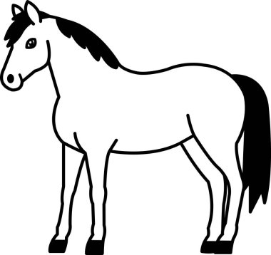 Siyah ve beyaz at ikon vektörünü ayır