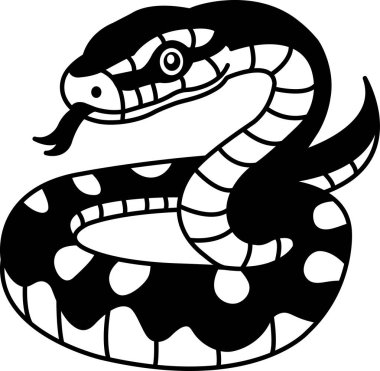 Siyah ve beyaz yılan simgesi vektörünü ayır