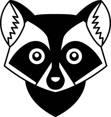 Siyah beyaz rakun ikon vektörünü ayır