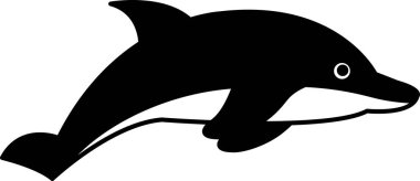 Siyah beyaz yunus simgesi vektörünü ayır