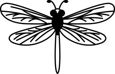 siyah ve beyaz yusufçuk böceğinin ikon vektörünü ayır