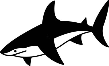 Siyah ve beyaz köpekbalığı ikon vektörünü ayır
