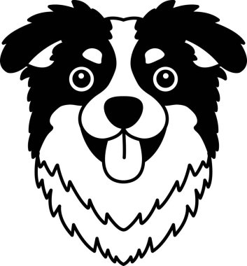 Collie Border 'ın siyah ve beyaz simgesini ayır 