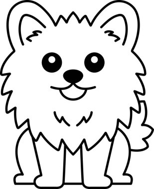 siyah ve beyaz Pomeranian simgesini izole et