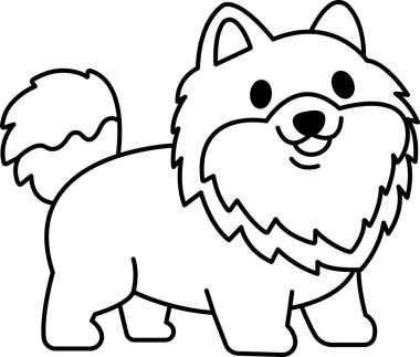 Siyah ve beyaz, Pomeranya 'lı şirin bir köpeğin resimlerini izole ediyor.