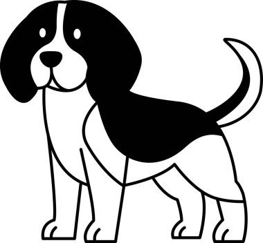 Tatlı bir Beagle 'ın siyah beyaz çizimi